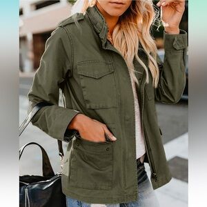Army green flattering ladies jacket